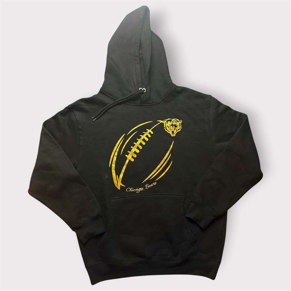 NFL Chicago Bears G-III 4Her Womens Black Gold Metallic Hoodie LS14001 Large